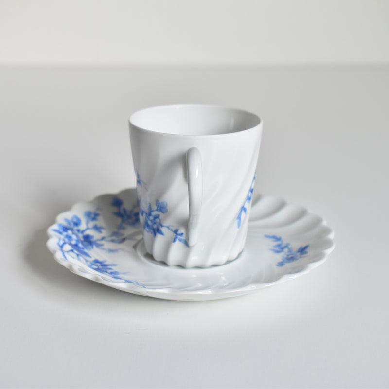 Vintage Coffee Cup & Saucer Limoges Haviland Cerisier Bleu B