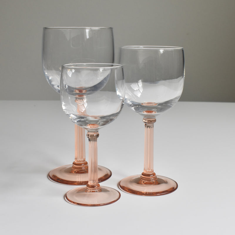 Vintage Red Wine Glass Luminarc Pink Stem