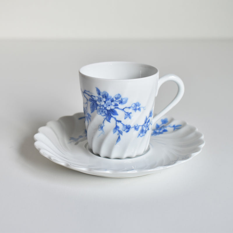 Vintage Coffee Cup & Saucer Limoges Haviland Cerisier Bleu C