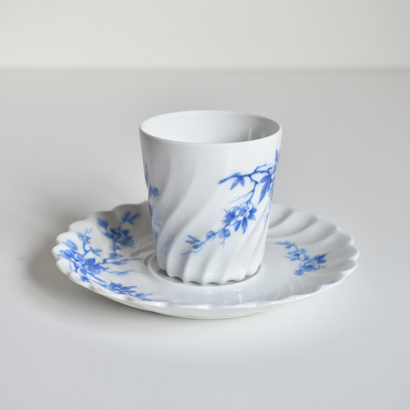 Vintage Coffee Cup & Saucer Limoges Haviland Cerisier Bleu C