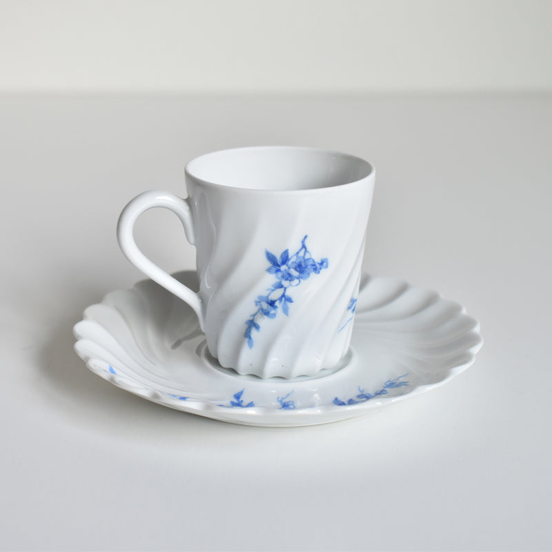 Vintage Coffee Cup & Saucer Limoges Haviland Cerisier Bleu C