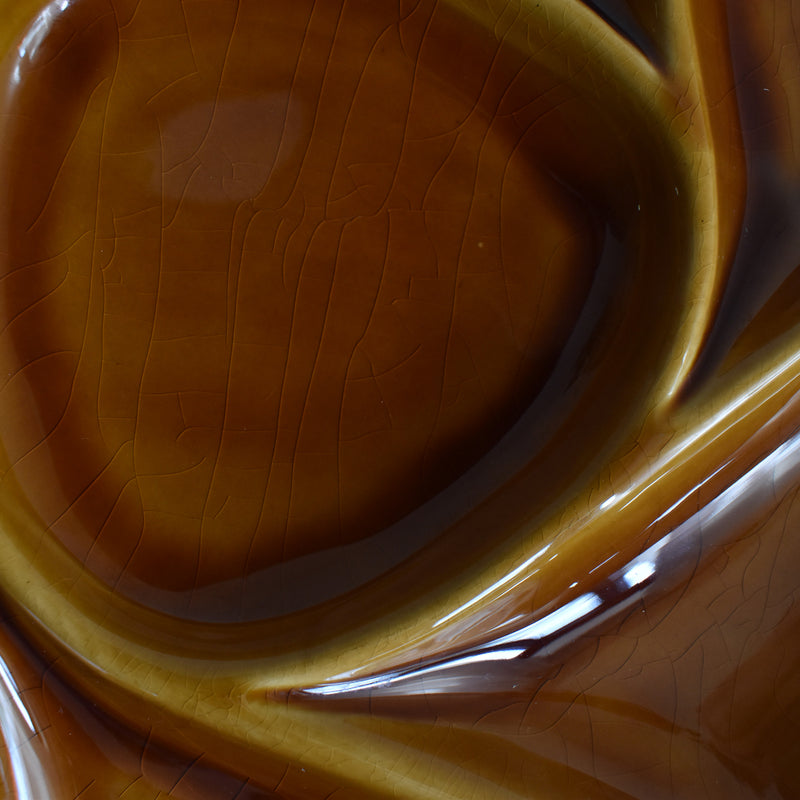 Vintage fondue plate, Longchamp, brown, E