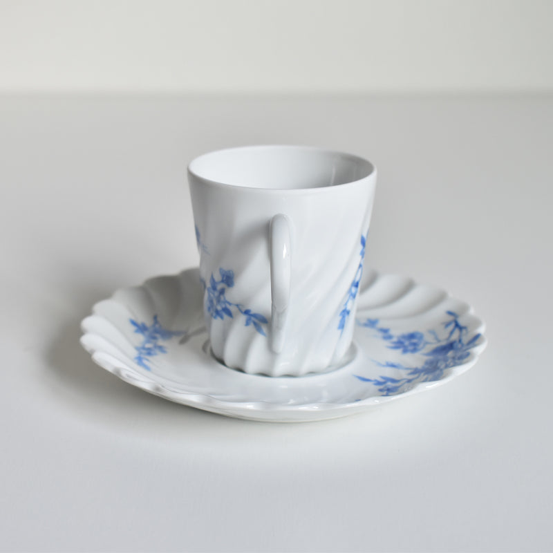 Vintage Coffee Cup & Saucer Limoges Haviland Cerisier Bleu C