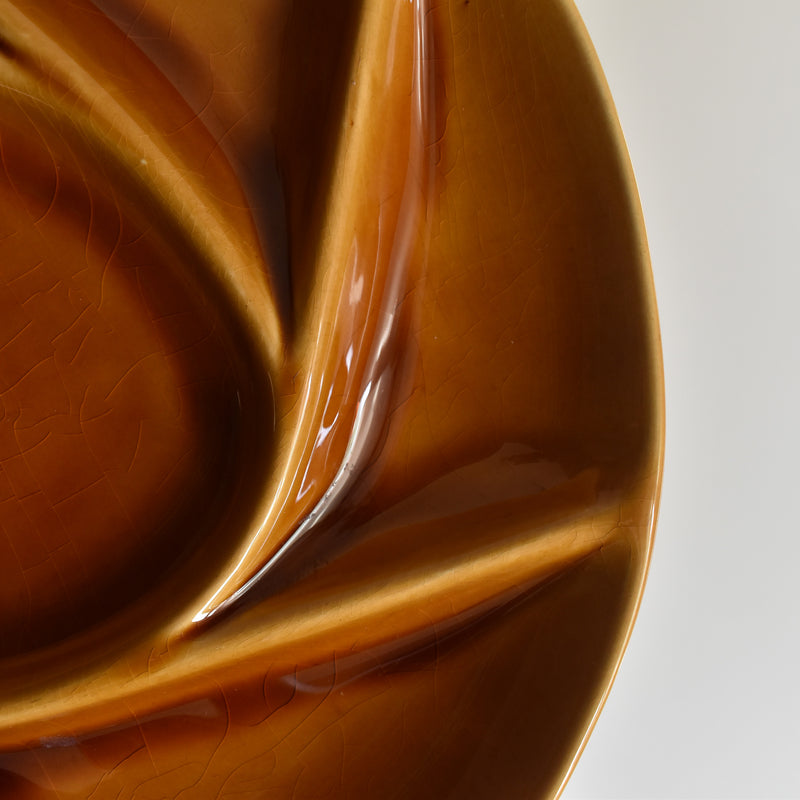 Vintage fondue plate, Longchamp, brown, E