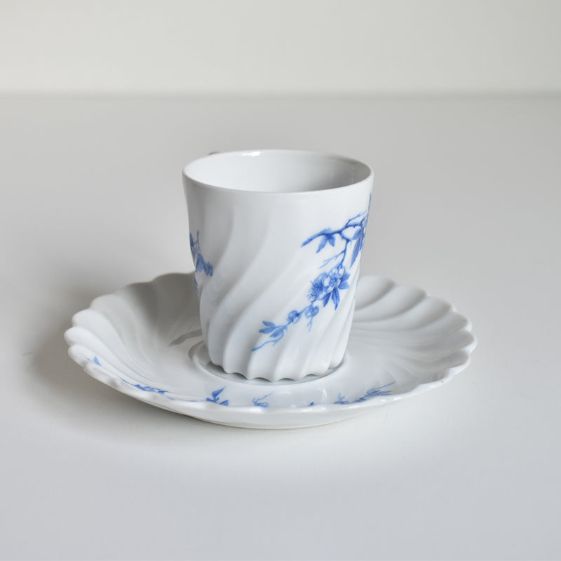 Vintage Coffee Cup & Saucer Limoges Haviland Cerisier Bleu A