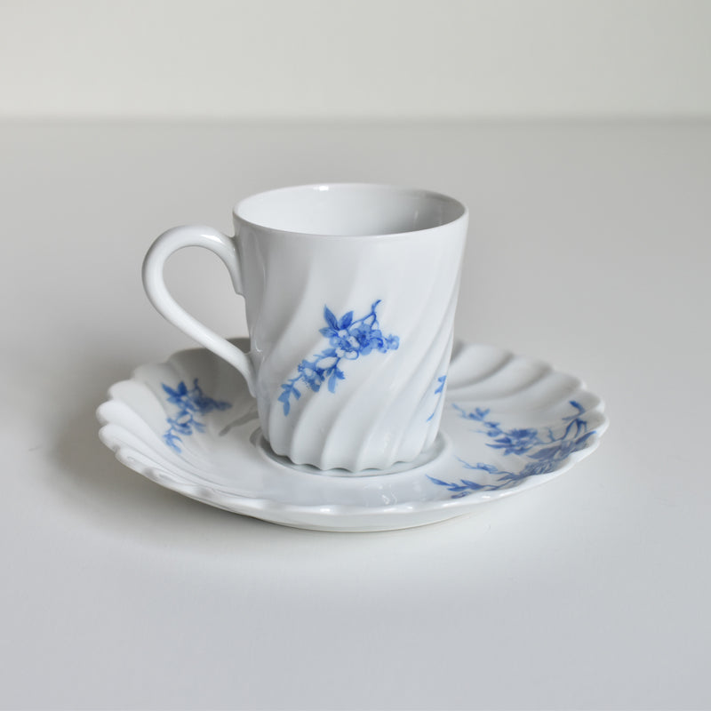 Vintage Coffee Cup & Saucer Limoges Haviland Cerisier Bleu A