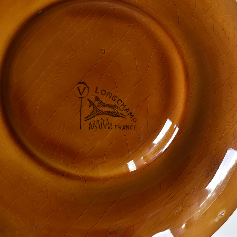 ヴィンテージフォンデュプレート ロンシャン ブラウン F