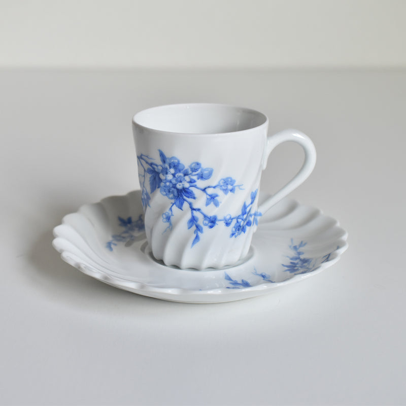 Vintage Coffee Cup & Saucer Limoges Haviland Cerisier Bleu D