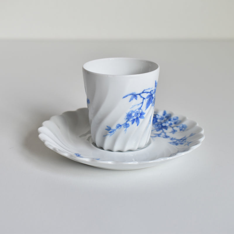 Vintage Coffee Cup & Saucer Limoges Haviland Cerisier Bleu D