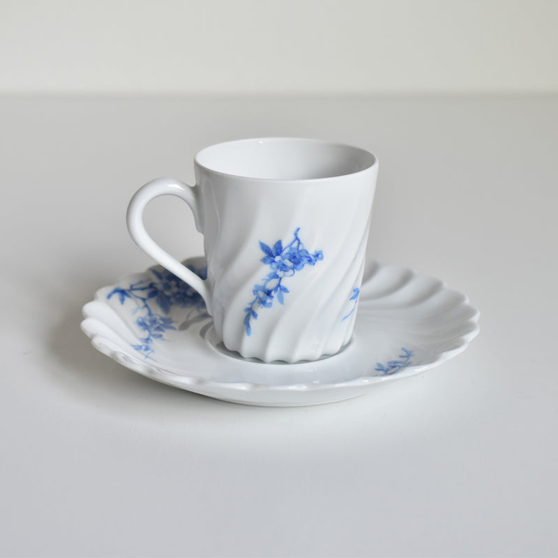 Vintage Coffee Cup & Saucer Limoges Haviland Cerisier Bleu D