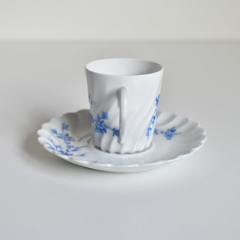 Vintage Coffee Cup & Saucer Limoges Haviland Cerisier Bleu D