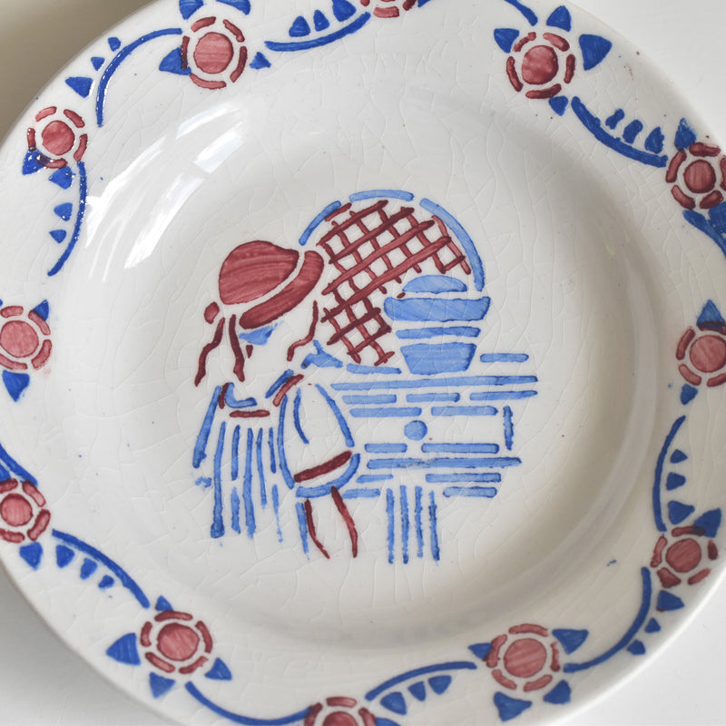 Vintage Play Dish HBCM Creilmontreaux Le petit Chaperon Rouge (Little Red Riding Hood) Deep Plate A