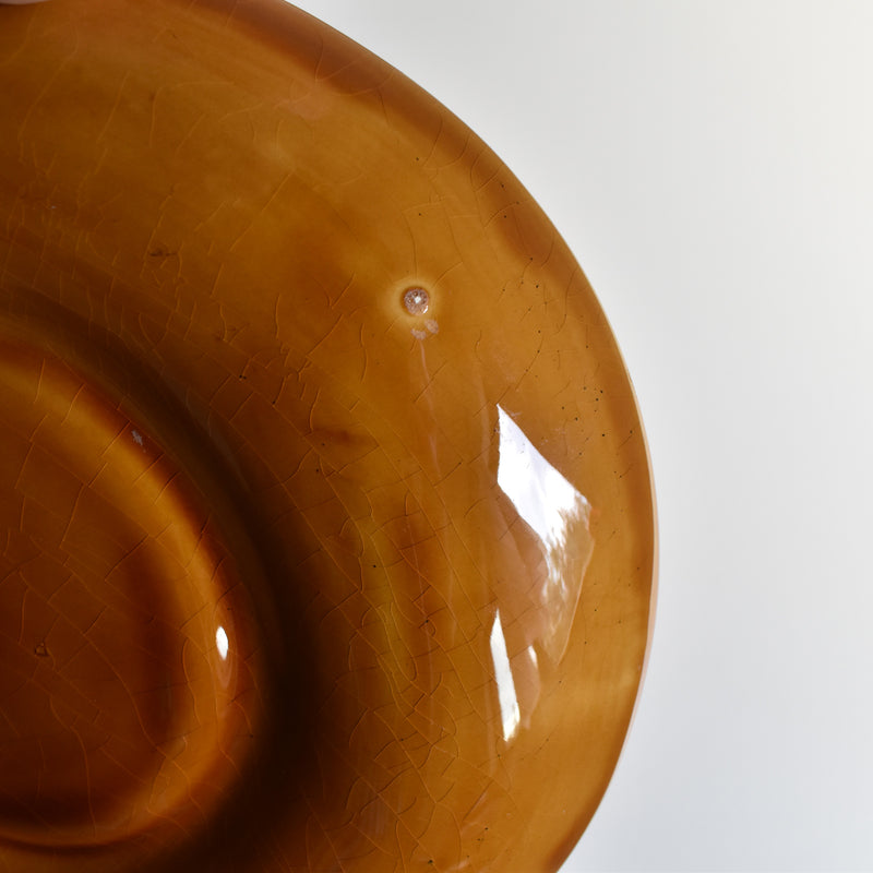 ヴィンテージフォンデュプレート ロンシャン ブラウン F