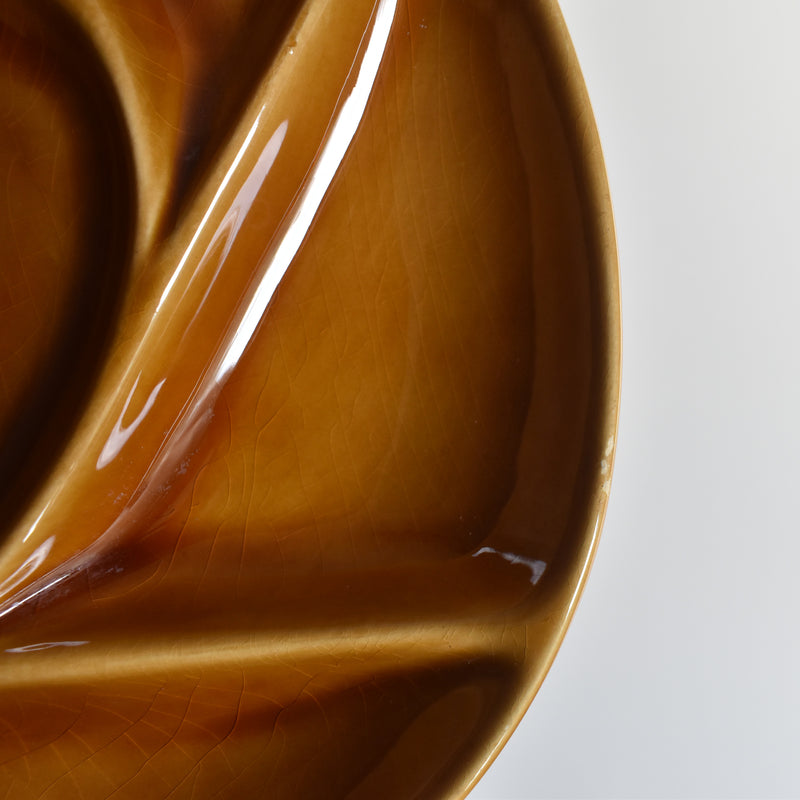 ヴィンテージフォンデュプレート ロンシャン ブラウン F