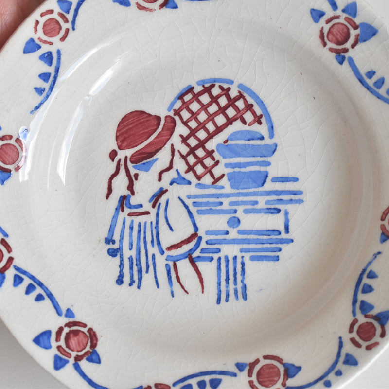 Vintage Play Dishware: HBCM Creil-Montereau "Le petit Chaperon Rouge" (Little Red Riding Hood) Deep Plate B
