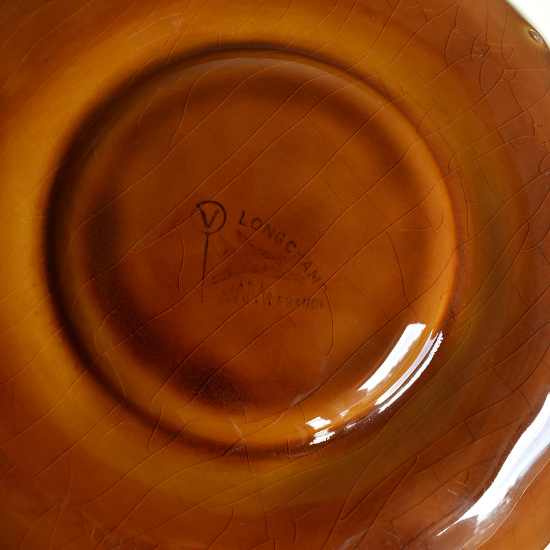 ヴィンテージフォンデュプレート ロンシャン ブラウン G