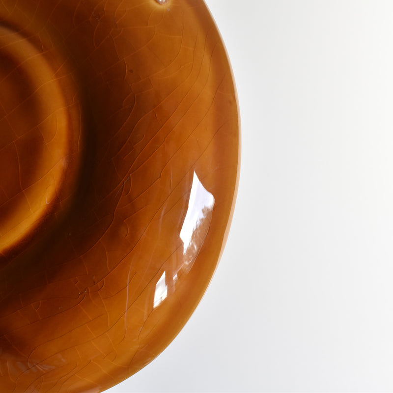 ヴィンテージフォンデュプレート ロンシャン ブラウン G