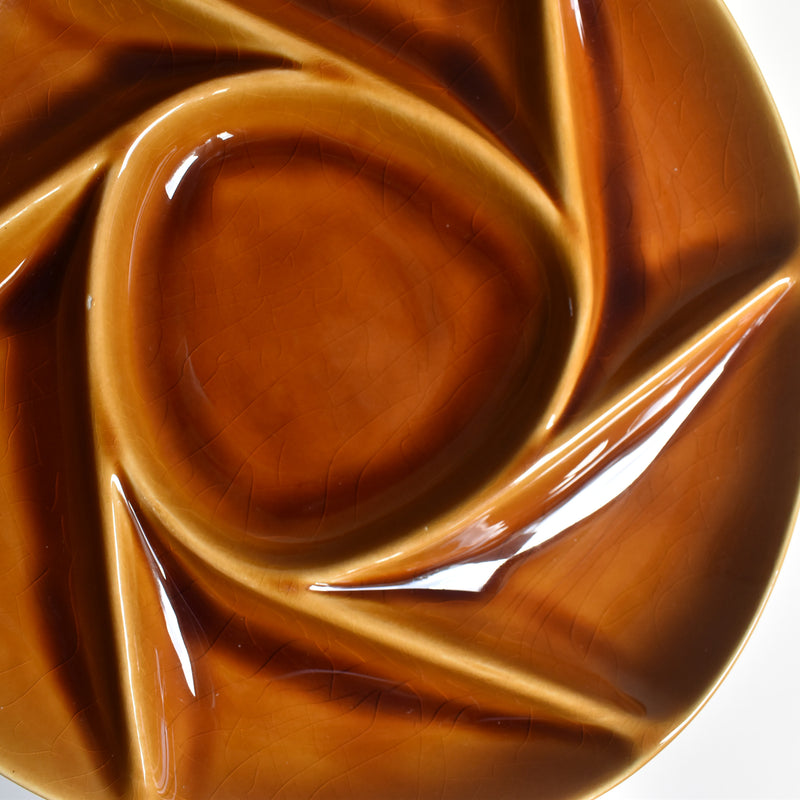 ヴィンテージフォンデュプレート ロンシャン ブラウン G