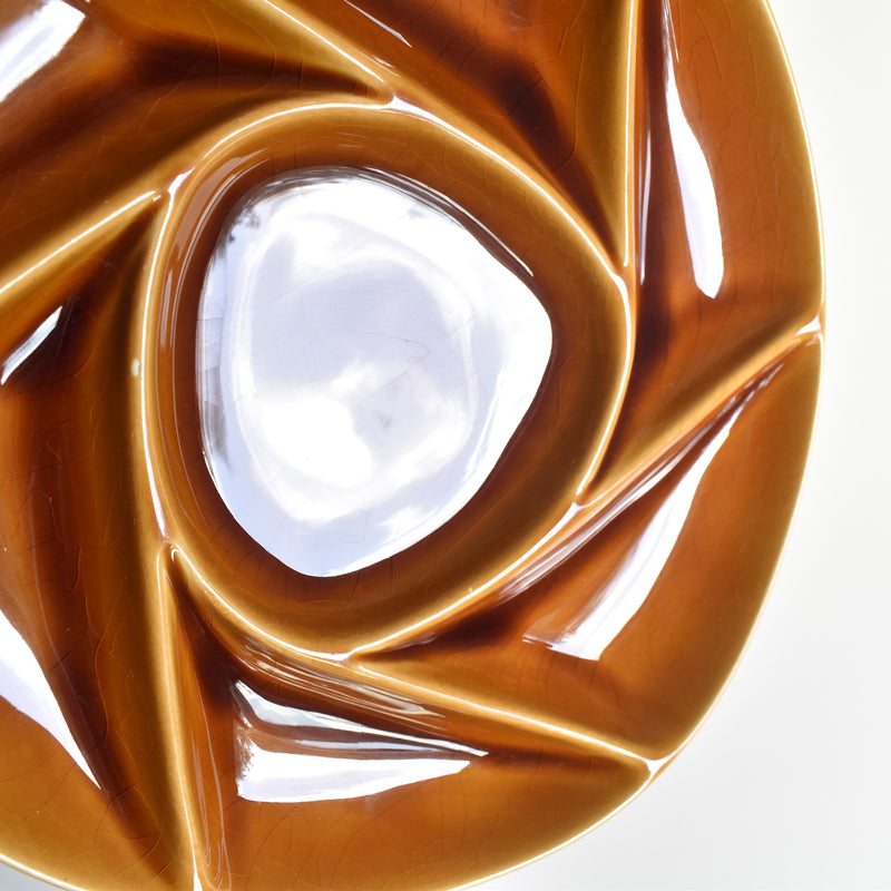 ヴィンテージフォンデュプレート ロンシャン ブラウン G