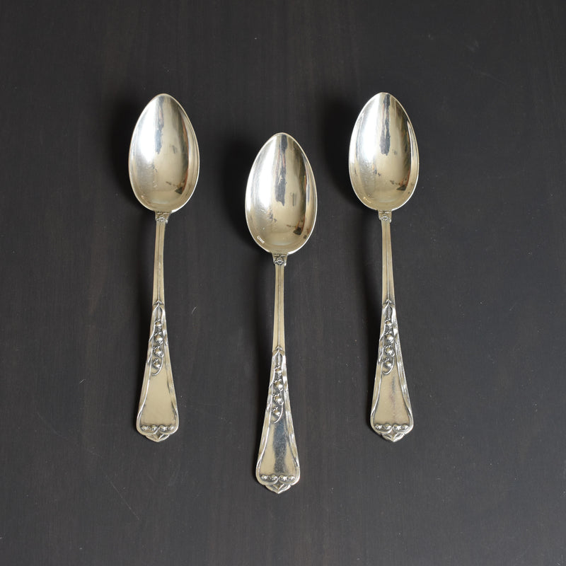 Antique Silver 800 Dessert Spoon Muguet