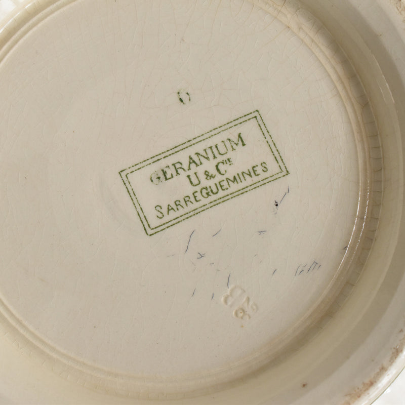 Antique soup tureen, U&C Sarreguemines, Géranium