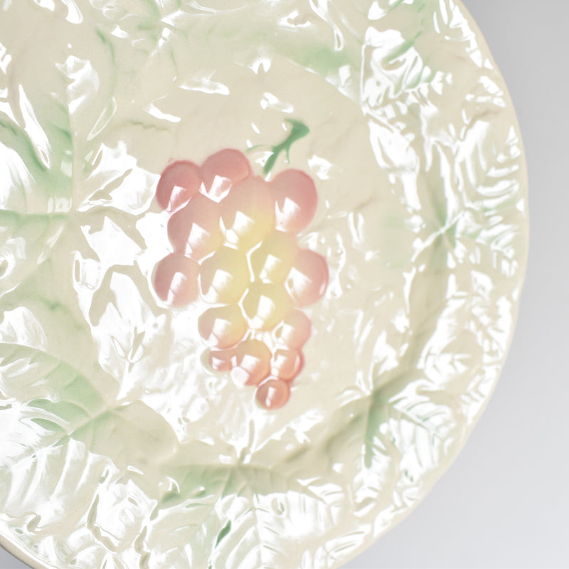 Vintage Dessert Plate Salins Barbotine Raisins
