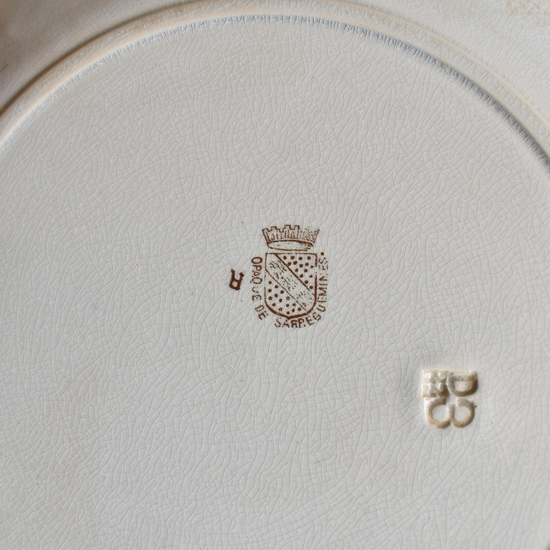 Antique Plate Sarreguemines Opaque de Sarreguemines A