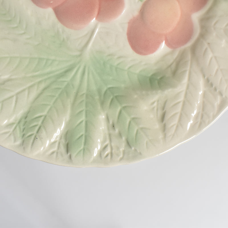 Vintage Dessert Plate, Sarreguemines Barbotine, Cherries