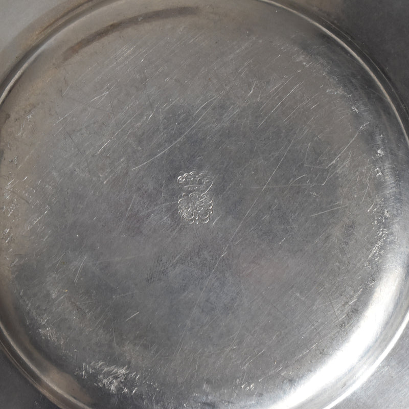 Vintage Pewter Bottle Coaster L'étain à la Rose A