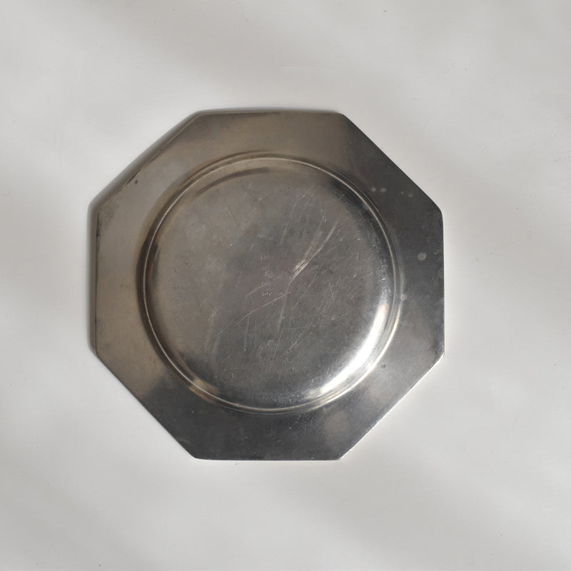 Vintage Pewter Bottle Coaster L'étain à la Rose B