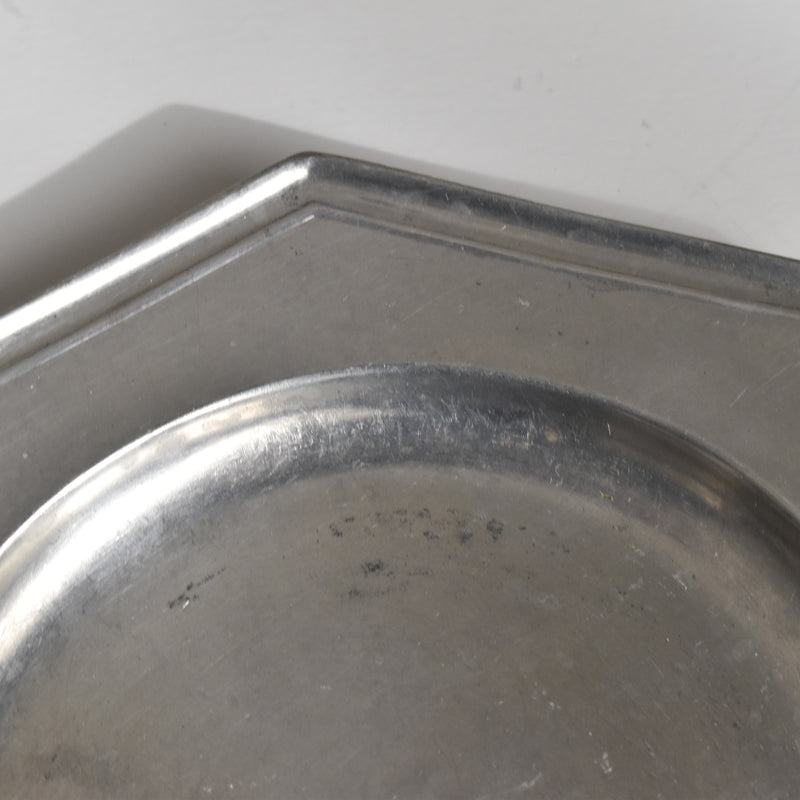 Vintage Pewter Bottle Coaster L'étain à la Rose B