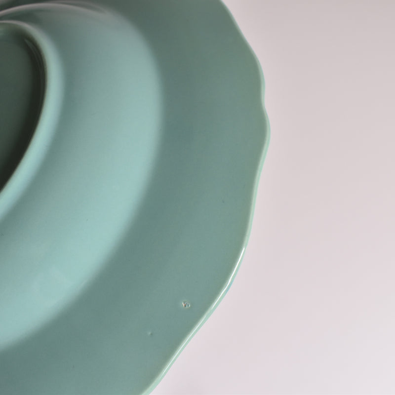 Vintage Deep Plate with Floral Rim, Green A
