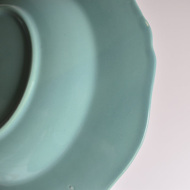 Vintage Deep Plate with Floral Rim, Green A