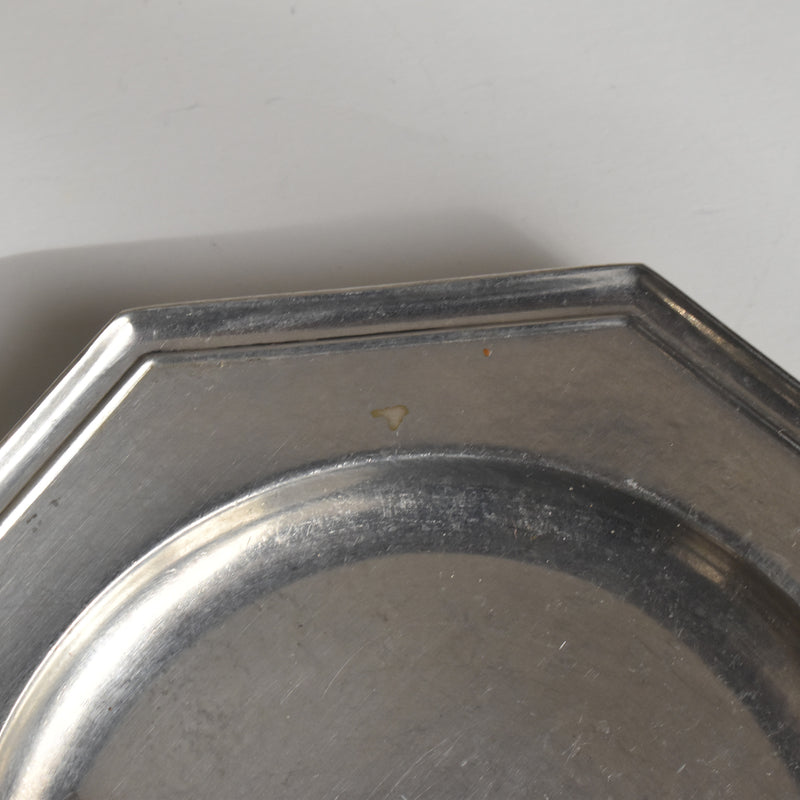Vintage Pewter Bottle Coaster L'étain à la Rose A