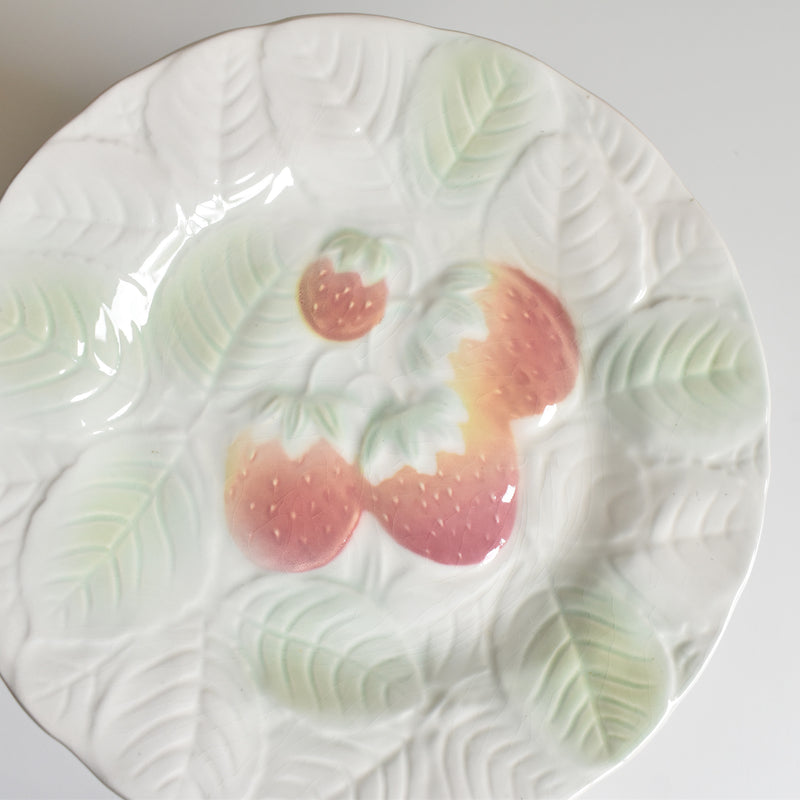 Vintage Dessert Plate Sarreguemines Barbotine Fraises B