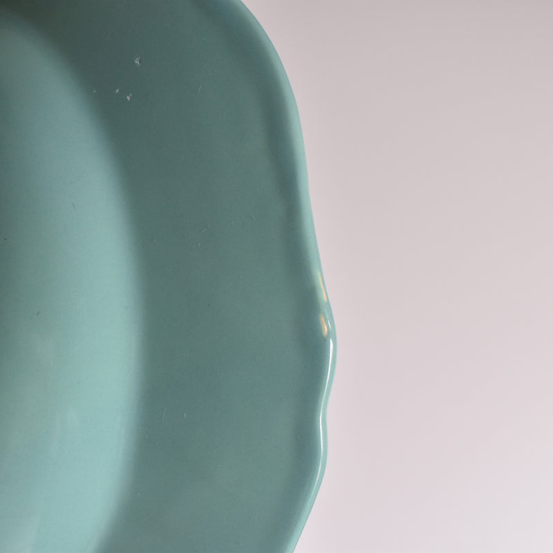 Vintage Deep Plate with Floral Rim, Green A