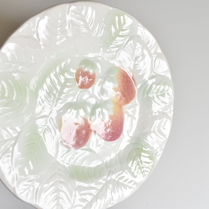 Vintage Dessert Plate Sarreguemines Barbotine Fraises B
