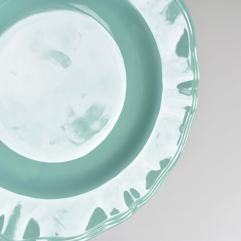 Vintage Deep Plate with Floral Rim, Green A