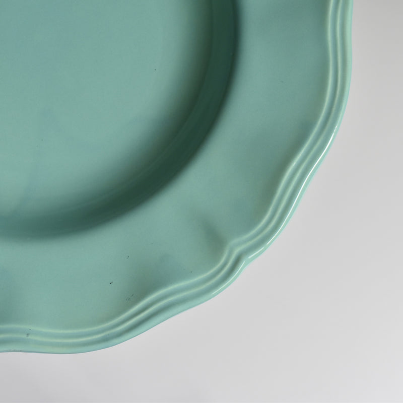 Vintage Deep Plate with Floral Rim, Green A