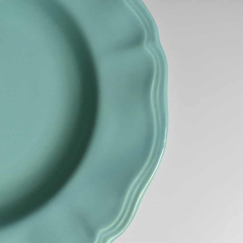 Vintage Deep Plate with Floral Rim, Green A