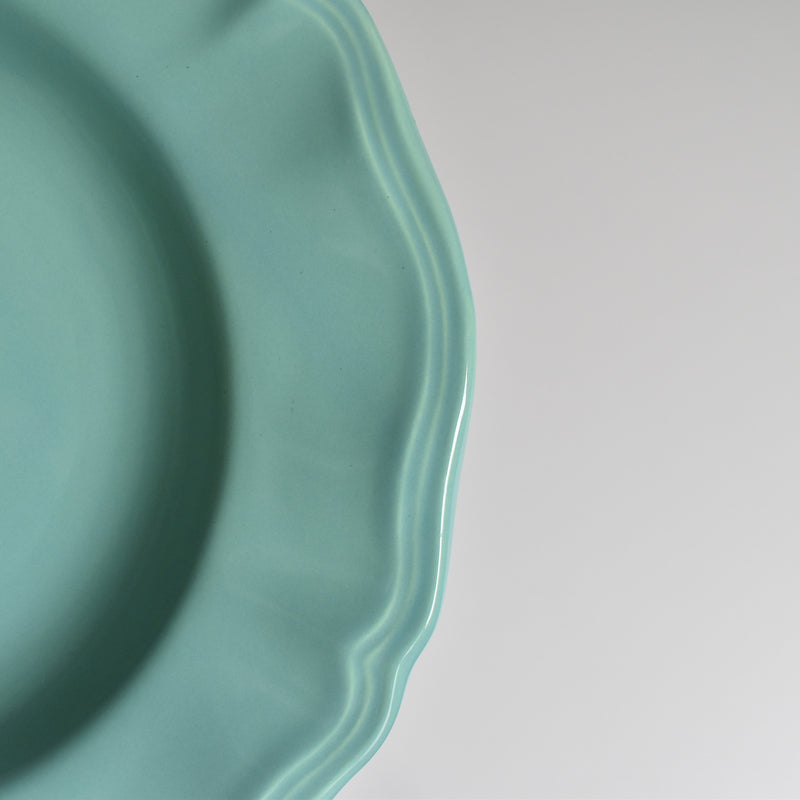 Vintage Deep Plate with Floral Rim, Green A