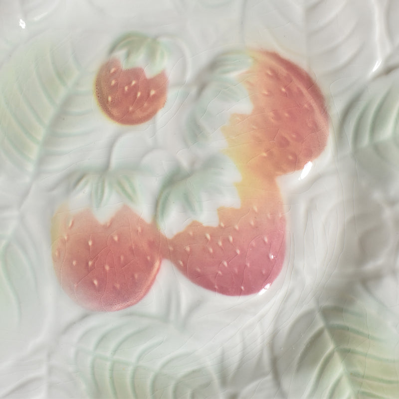 Vintage Dessert Plate Sarreguemines Barbotine Fraises B