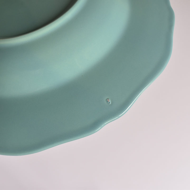 Vintage Deep Plate, Flower Rim, Green B