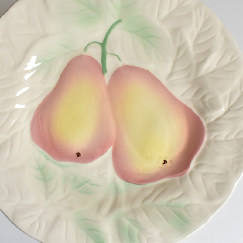 Vintage Dessert Plate Salins Barbotine Poires A