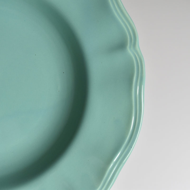 Vintage Deep Plate, Flower Rim, Green B