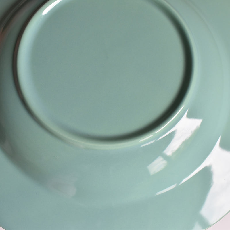 Vintage Deep Plate Flower Rim Green C