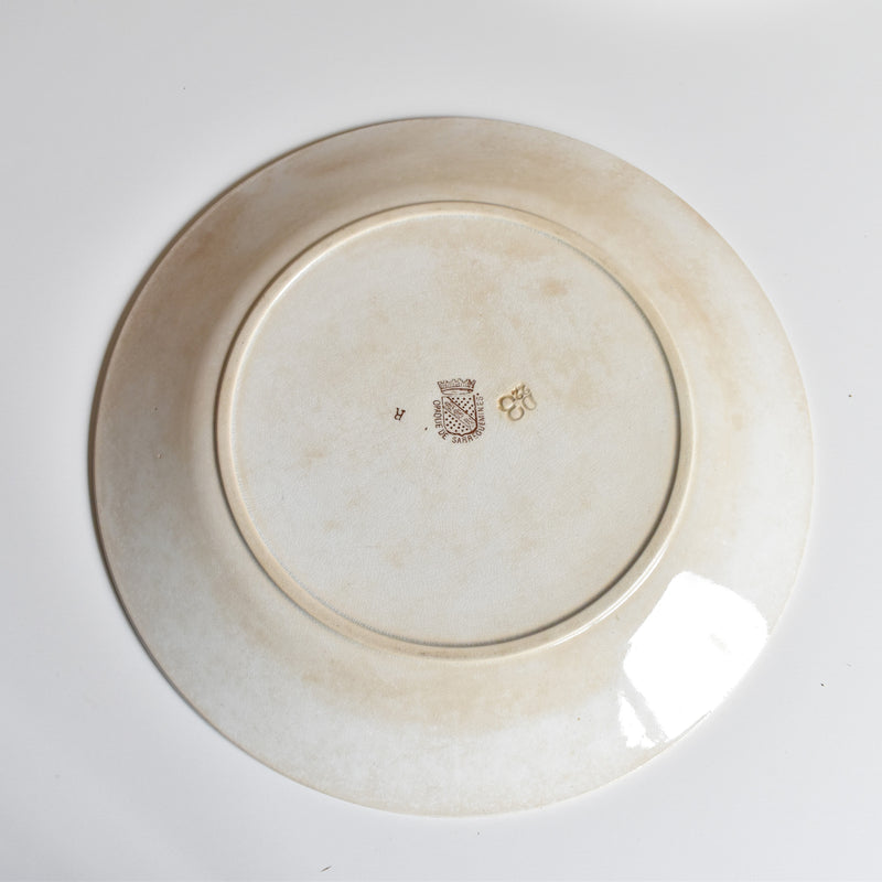 Antique Plate Sarreguemines Opaque de Sarreguemines E