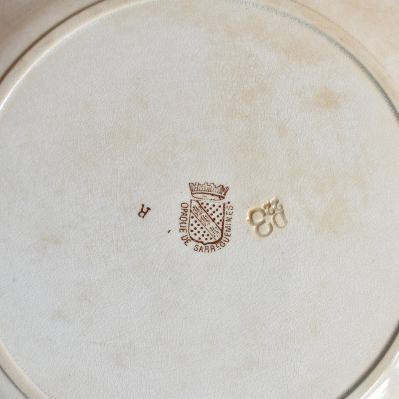 Antique Plate Sarreguemines Opaque de Sarreguemines E