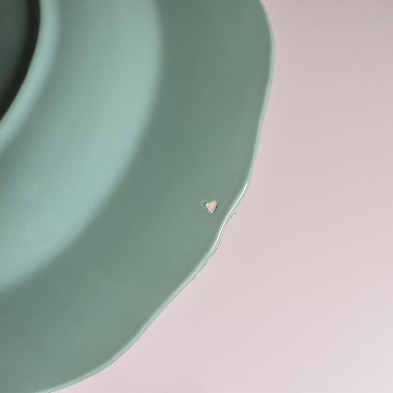 Vintage Deep Plate Flower Rim Green C
