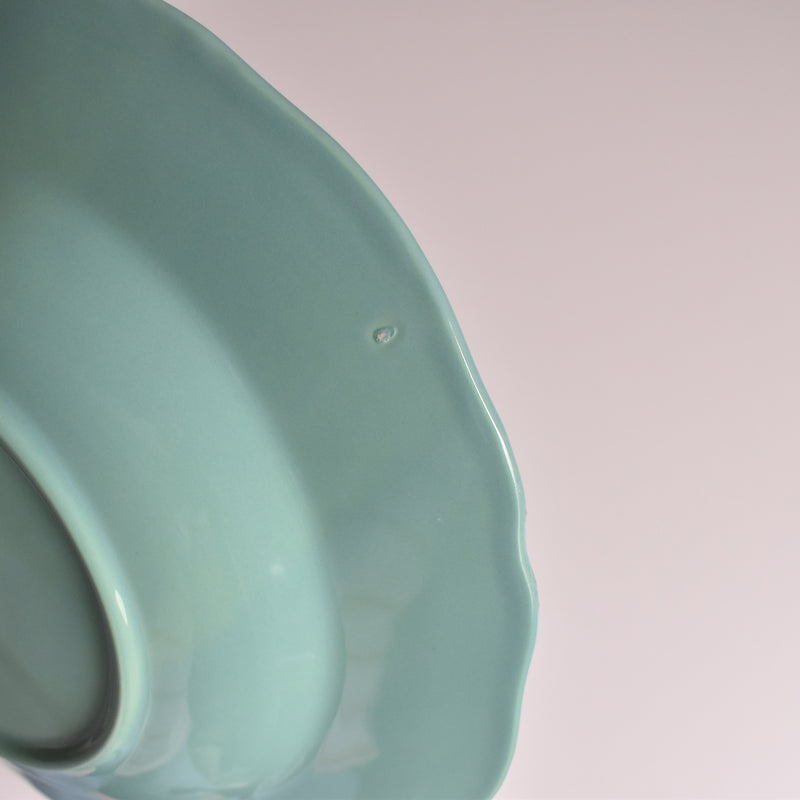 Vintage Deep Plate Flower Rim Green C